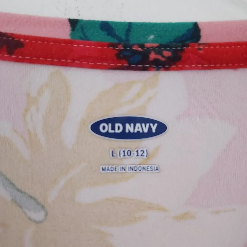 Old Navy Pink Floral Blouse Girls Large 10-12 Long Sleeve, Stretchy Casual Top